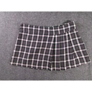 Fabulosity Skirt Womens 7 Black Gray Pink Plaid Pleated Mini Schoolgirl Academic